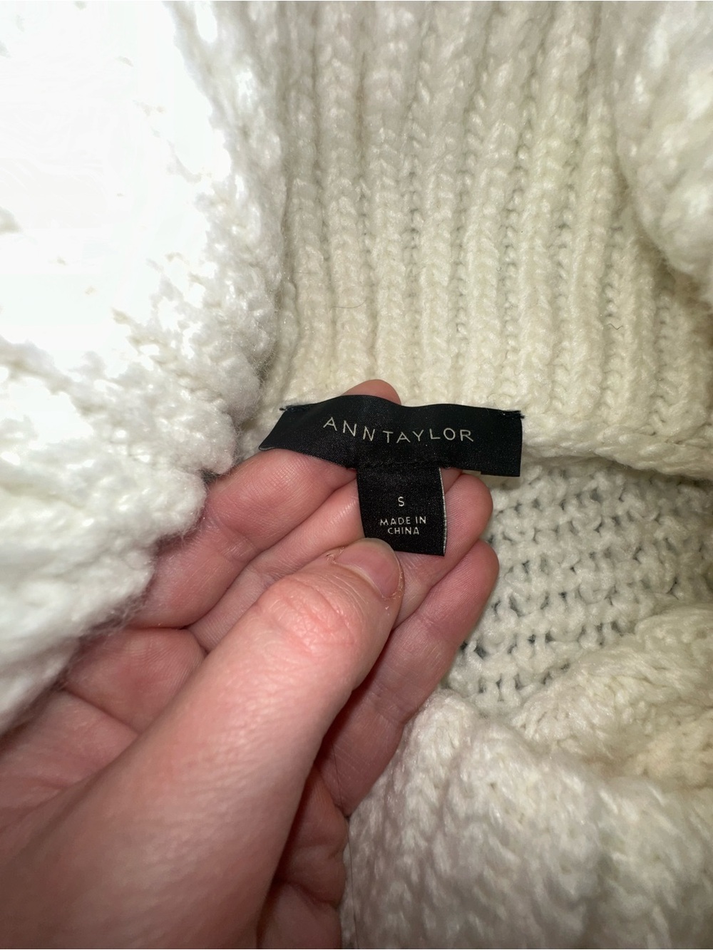 Ann Taylor Cream Cable-Knit Turtleneck Sweater - Picture 5 of 5